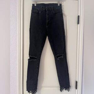 Black Distressed Mother Jeans